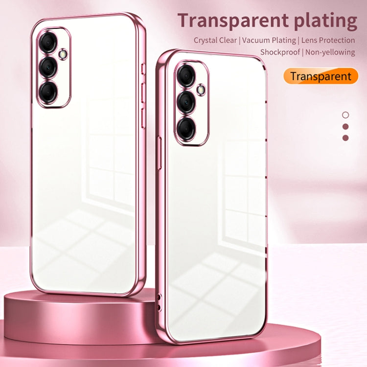 For Samsung Galaxy M14 Transparent Plating Fine Hole Phone Case(Pink) - Galaxy Phone Cases by PMC Jewellery | Online Shopping South Africa | PMC Jewellery | Buy Now Pay Later Mobicred