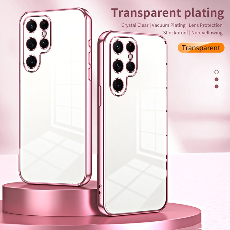 For Samsung Galaxy S22 Ultra 5G Transparent Plating Fine Hole Phone Case(Silver) - Galaxy S22 Ultra 5G Cases by PMC TechLife | Online Shopping South Africa | PMC TechLife | Buy Now Pay Later Mobicred