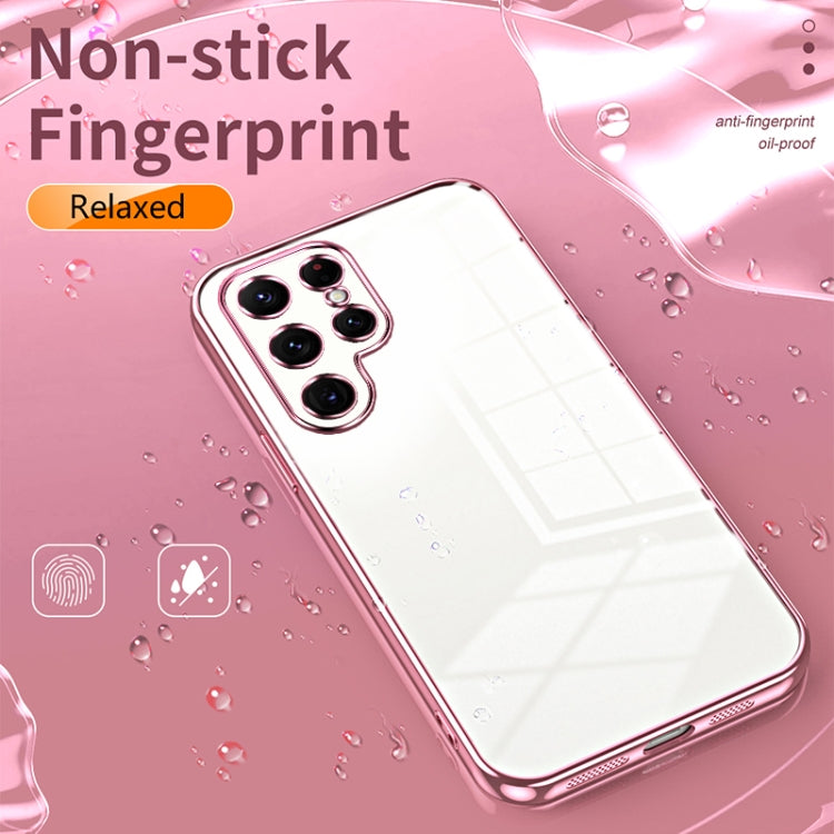 For Samsung Galaxy S22 Ultra 5G Transparent Plating Fine Hole Phone Case(Silver) - Galaxy S22 Ultra 5G Cases by PMC TechLife | Online Shopping South Africa | PMC TechLife | Buy Now Pay Later Mobicred
