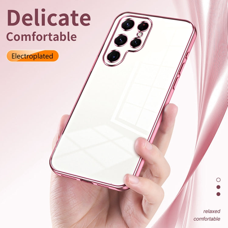 For Samsung Galaxy S22 Ultra 5G Transparent Plating Fine Hole Phone Case(Silver) - Galaxy S22 Ultra 5G Cases by PMC TechLife | Online Shopping South Africa | PMC TechLife | Buy Now Pay Later Mobicred
