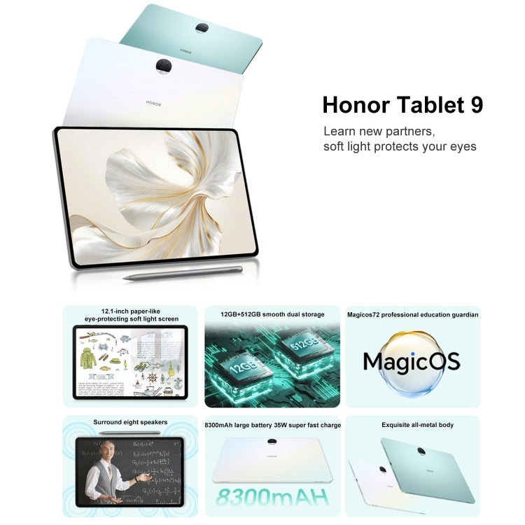 Honor Tablet 9 12.1 inch WiFi, Soft Light 12GB+256GB, MagicOS 7.2 Snapdragon 6 Gen1 Octa Core 2.2GHz, Not Support Google Play(White) - Huawei by Huawei | Online Shopping South Africa | PMC Jewellery