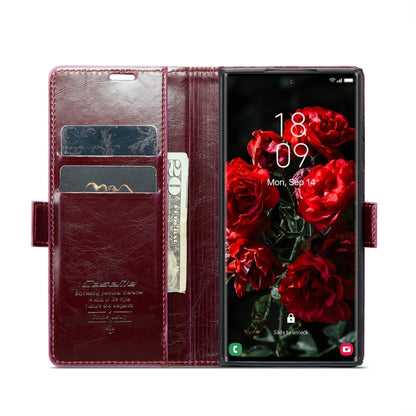 For Samsung Galaxy S24 Ultra 5G CaseMe 003 Crazy Horse Texture Flip Leather Phone Case(Mulberry Red) - Galaxy S24 Ultra 5G Cases by CaseMe | Online Shopping South Africa | PMC Jewellery | Buy Now Pay Later Mobicred