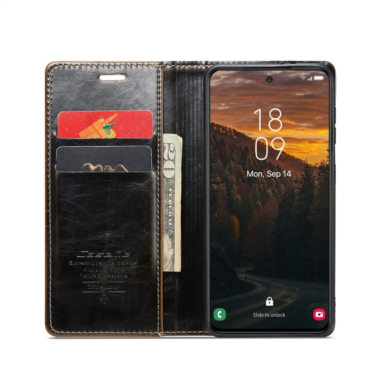 For Samsung Galaxy S24 5G CaseMe 003 Crazy Horse Texture Flip Leather Phone Case(Coffee) - Galaxy S24 5G Cases by CaseMe | Online Shopping South Africa | PMC Jewellery | Buy Now Pay Later Mobicred