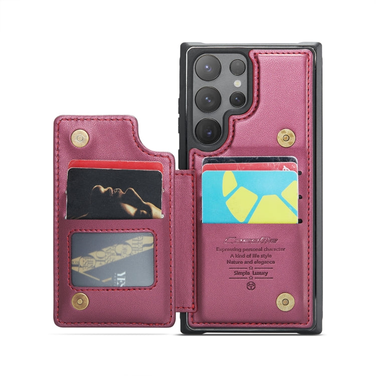For Samsung Galaxy S24 Ultra 5G CaseMe C22 PC+TPU Business Style RFID Anti-theft Leather Phone Case(Wine Red) - free shipping - PMC Jewellery - Order now!
