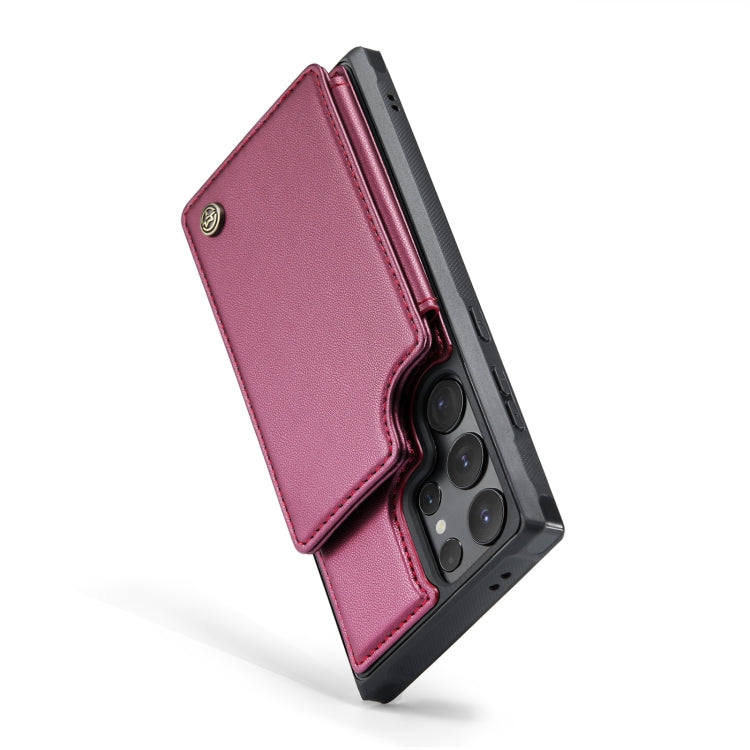 For Samsung Galaxy S24 Ultra 5G CaseMe C22 PC+TPU Business Style RFID Anti-theft Leather Phone Case(Wine Red) - free shipping - PMC Jewellery - Order now!