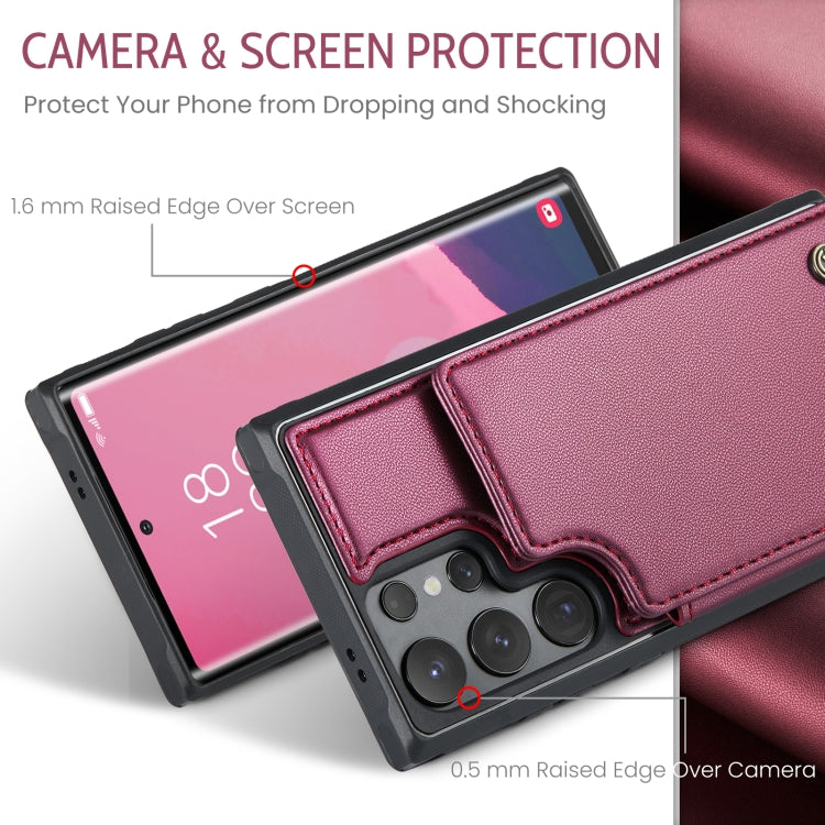 For Samsung Galaxy S24 Ultra 5G CaseMe C22 PC+TPU Business Style RFID Anti-theft Leather Phone Case(Wine Red) - free shipping - PMC Jewellery - Order now!