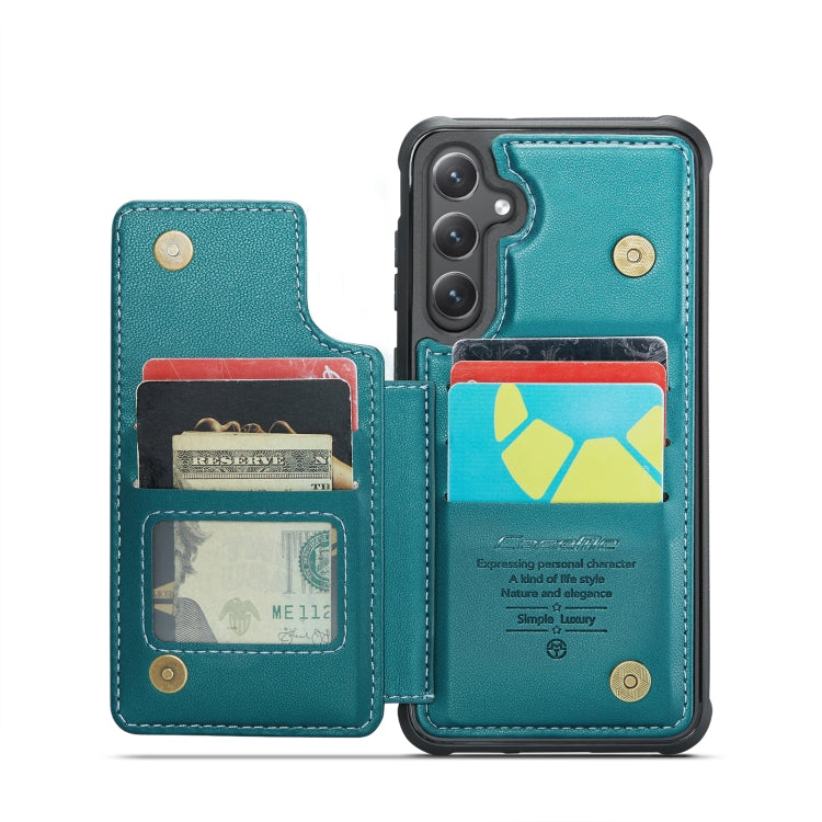 For Samsung Galaxy S24+ 5G CaseMe C22 PC+TPU Business Style RFID Anti-theft Leather Phone Case(Blue Green) - free shipping - PMC Jewellery - Order now!
