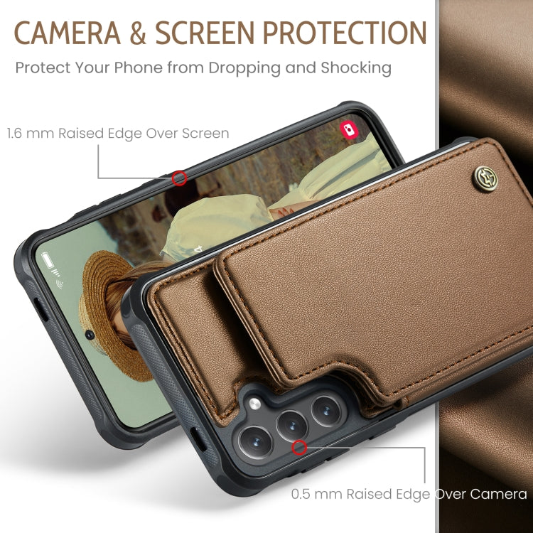 For Samsung Galaxy S24 5G CaseMe C22 PC+TPU Business Style RFID Anti-theft Leather Phone Case(Brown) - free shipping - PMC Jewellery - Order now!
