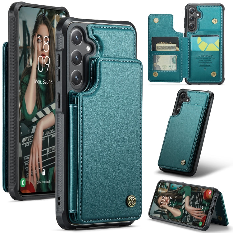 For Samsung Galaxy S24 5G CaseMe C22 PC+TPU Business Style RFID Anti-theft Leather Phone Case(Blue Green) - Galaxy S24 5G Cases by CaseMe | Online Shopping South Africa | PMC Jewellery | Buy Now Pay Later Mobicred