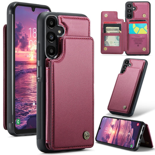 For Samsung Galaxy A25 4G CaseMe C22 PC+TPU Business Style RFID Anti-theft Leather Phone Case(Wine Red) - Galaxy Phone Cases by CaseMe | Online Shopping South Africa | PMC Jewellery | Buy Now Pay Later Mobicred