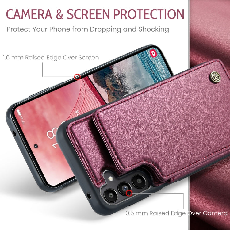 For Samsung Galaxy A55 5G CaseMe C22 PC+TPU Business Style RFID Anti-theft Leather Phone Case(Wine Red) - Galaxy Phone Cases by CaseMe | Online Shopping South Africa | PMC Jewellery | Buy Now Pay Later Mobicred