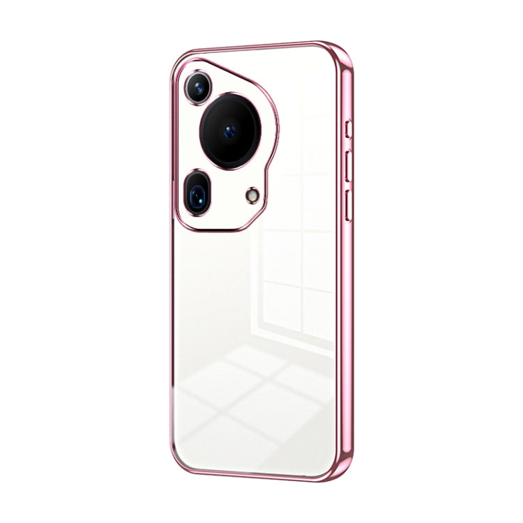 For Huawei Pura 70 Ultra Transparent Plating Fine Hole Phone Case(Pink) - Huawei Cases by PMC Jewellery | Online Shopping South Africa | PMC Jewellery | Buy Now Pay Later Mobicred