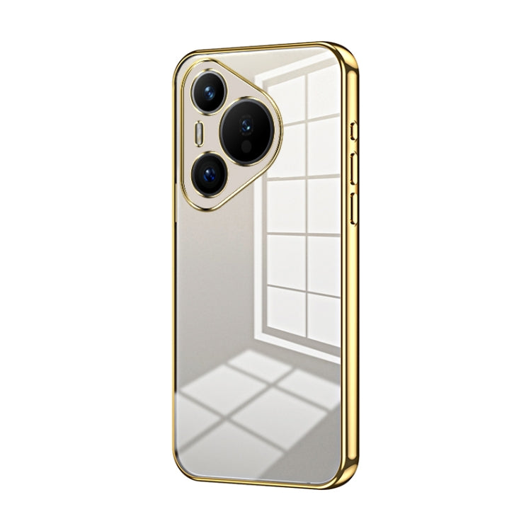 For Huawei Pura 70 Transparent Plating Fine Hole Phone Case(Gold) - Huawei Cases by PMC Jewellery | Online Shopping South Africa | PMC Jewellery | Buy Now Pay Later Mobicred