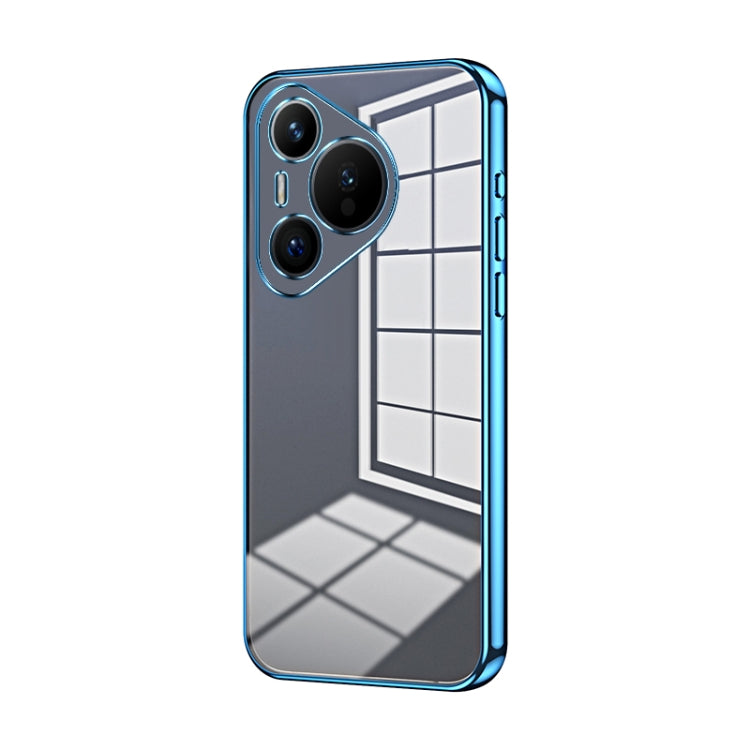 For Huawei Pura 70 Transparent Plating Fine Hole Phone Case(Blue) - Huawei Cases by PMC Jewellery | Online Shopping South Africa | PMC Jewellery | Buy Now Pay Later Mobicred