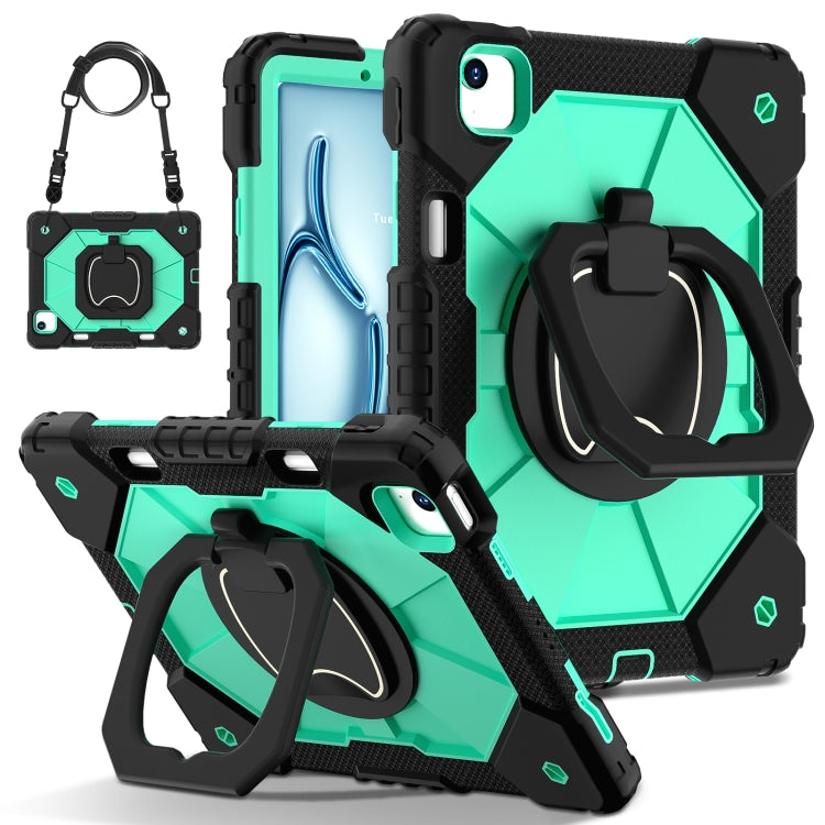 For iPad Air 11 2024 Contrast Color Robot Silicone Hybrid PC Tablet Case(Black Mint Green) - iPad Air 11 2024 Cases by PMC TechLife | Online Shopping South Africa | PMC TechLife | Buy Now Pay Later Mobicred