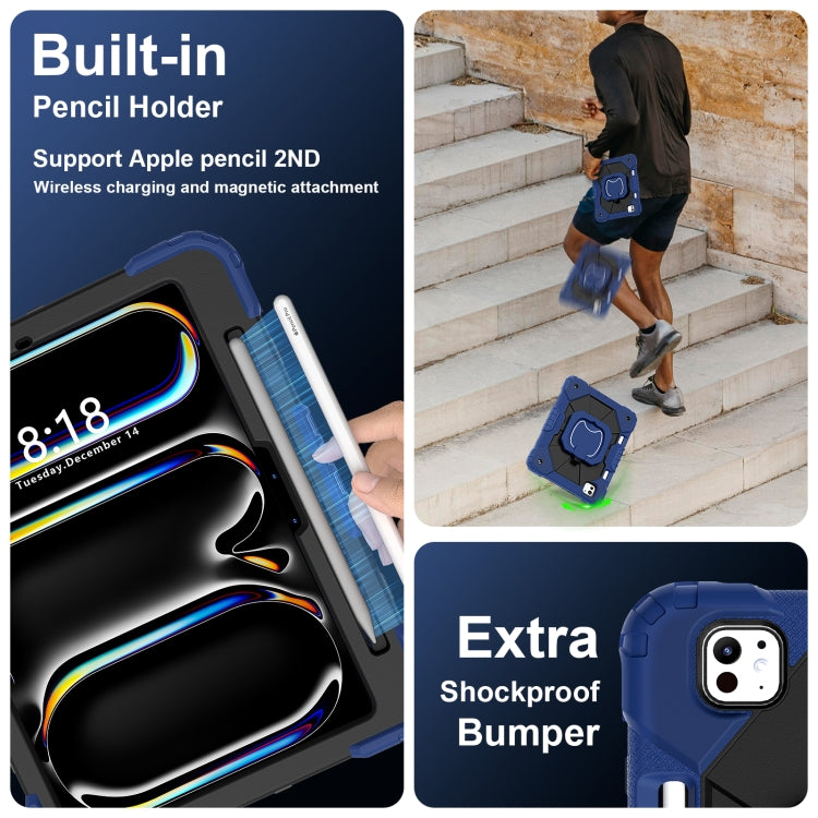 For iPad Pro 11 2024 Contrast Color Robot Silicone Hybrid PC Tablet Case(Navy Black) - iPad Pro 11 2024 Cases by PMC TechLife | Online Shopping South Africa | PMC TechLife | Buy Now Pay Later Mobicred