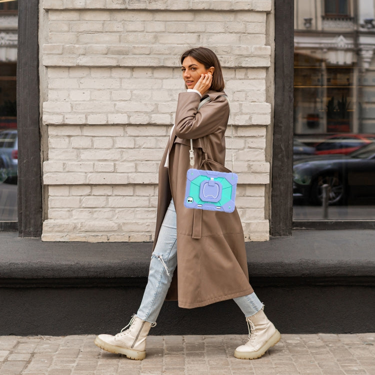 For iPad Pro 11 2024 Contrast Color Robot Silicone Hybrid PC Tablet Case(Purple Mint Green) - iPad Pro 11 2024 Cases by PMC TechLife | Online Shopping South Africa | PMC TechLife | Buy Now Pay Later Mobicred