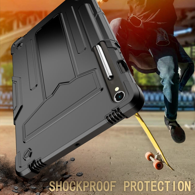 For Samsung Galaxy Tab S9 FE / S9 T Holder Robot Silicone Hybrid PC Tablet Case(Black) - Galaxy Tab S9 Cases by PMC TechLife | Online Shopping South Africa | PMC TechLife