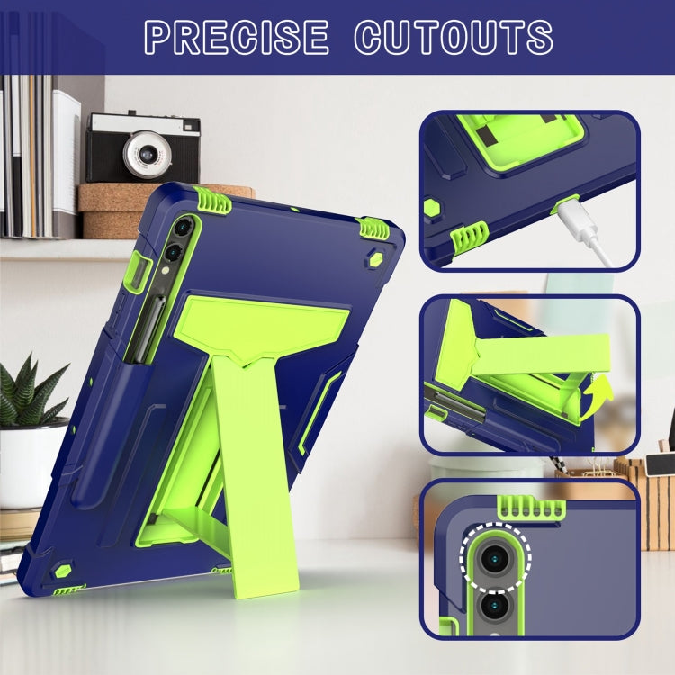 For Samsung Galaxy Tab S9 FE+ / S9+ T Holder Robot Silicone Hybrid PC Tablet Case(Navy Yellow Green) - Galaxy Tab S9+ Cases by PMC Jewellery | Online Shopping South Africa | PMC Jewellery | Buy Now Pay Later Mobicred