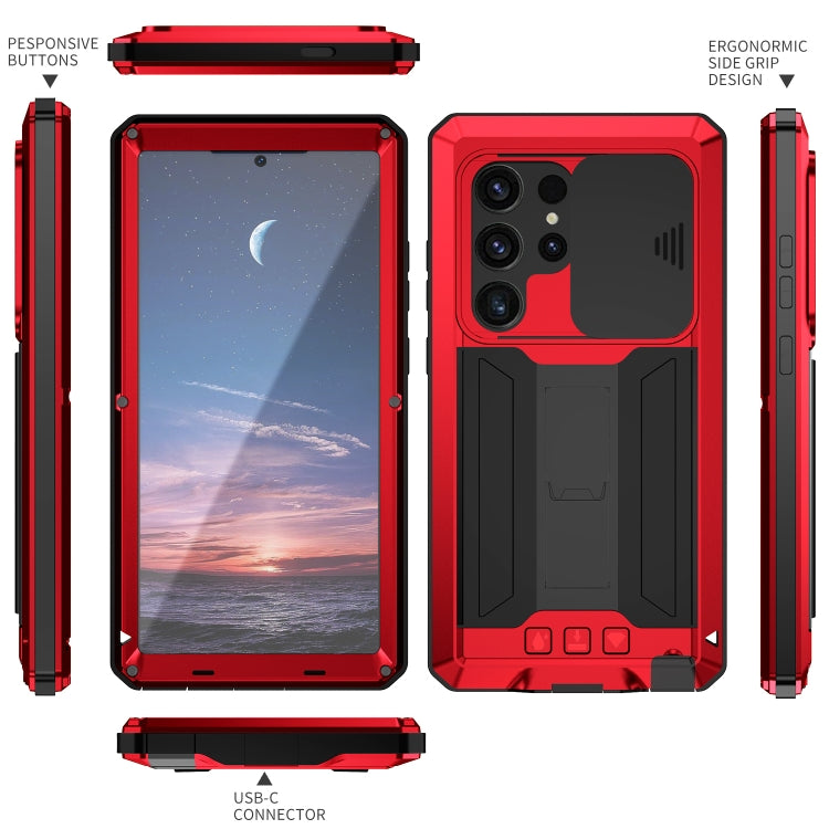 For Samsung Galaxy S24 Ultra 5G R-JUST Sliding Camera Life Waterproof Holder Phone Case(Red) - Galaxy S24 Ultra 5G Cases by R-JUST | Online Shopping South Africa | PMC Jewellery