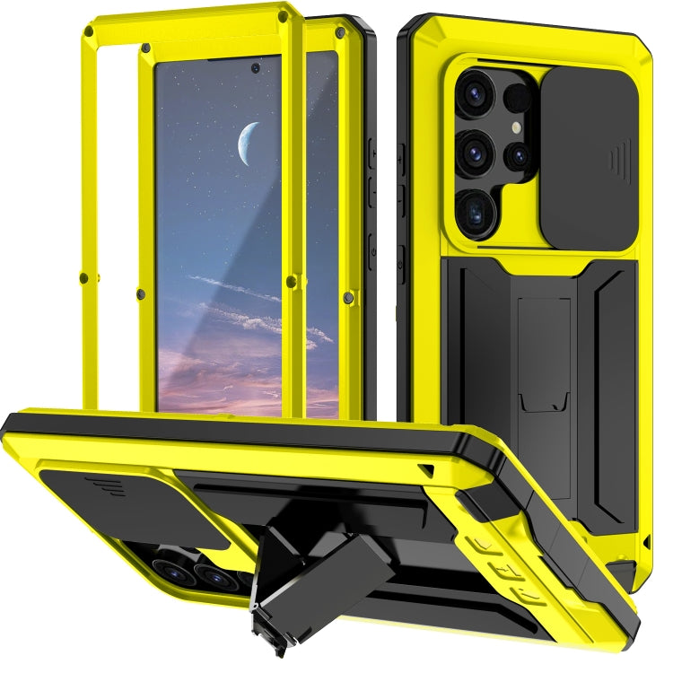 For Samsung Galaxy S24 Ultra 5G R-JUST Sliding Camera Life Waterproof Holder Phone Case(Yellow) - Galaxy S24 Ultra 5G Cases by R-JUST | Online Shopping South Africa | PMC Jewellery