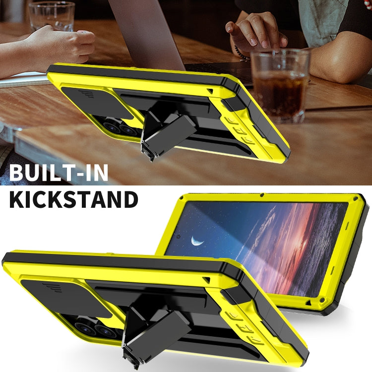 For Samsung Galaxy S24 Ultra 5G R-JUST Sliding Camera Life Waterproof Holder Phone Case(Yellow) - Galaxy S24 Ultra 5G Cases by R-JUST | Online Shopping South Africa | PMC TechLife | Buy Now Pay Later Mobicred