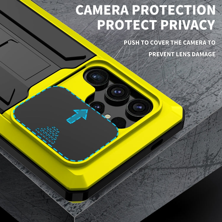 For Samsung Galaxy S24 Ultra 5G R-JUST Sliding Camera Life Waterproof Holder Phone Case(Yellow) - Galaxy S24 Ultra 5G Cases by R-JUST | Online Shopping South Africa | PMC Jewellery
