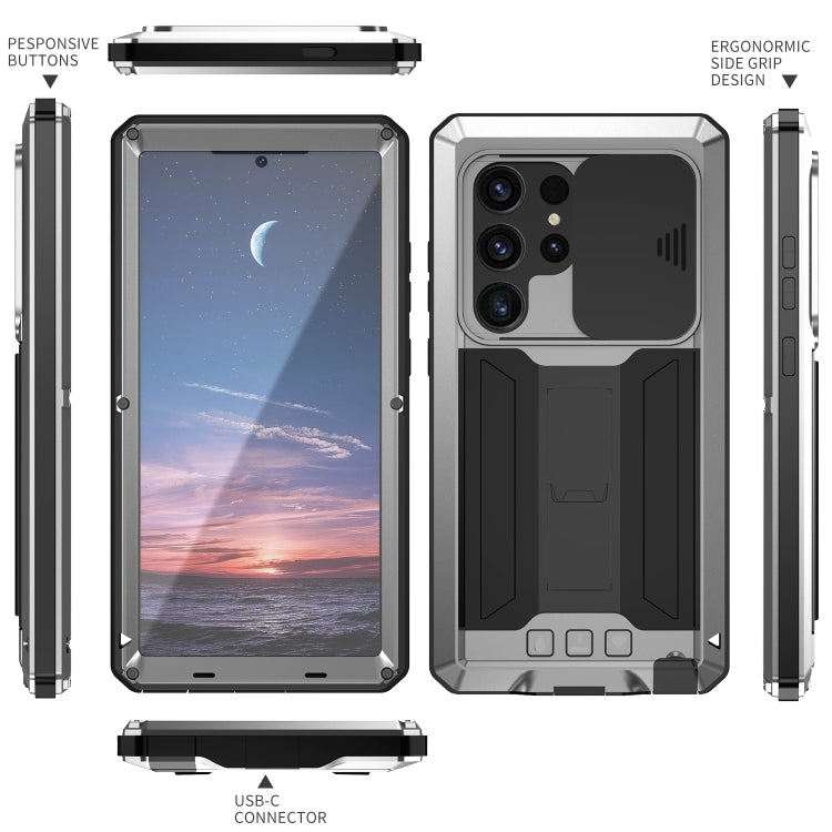 For Samsung Galaxy S24 Ultra 5G R-JUST Sliding Camera Life Waterproof Holder Phone Case(Silver) - Galaxy S24 Ultra 5G Cases by R-JUST | Online Shopping South Africa | PMC TechLife | Buy Now Pay Later Mobicred