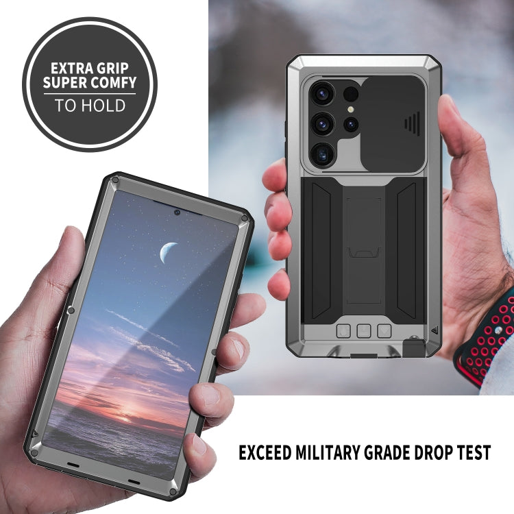 For Samsung Galaxy S24 Ultra 5G R-JUST Sliding Camera Life Waterproof Holder Phone Case(Silver) - Galaxy S24 Ultra 5G Cases by R-JUST | Online Shopping South Africa | PMC Jewellery