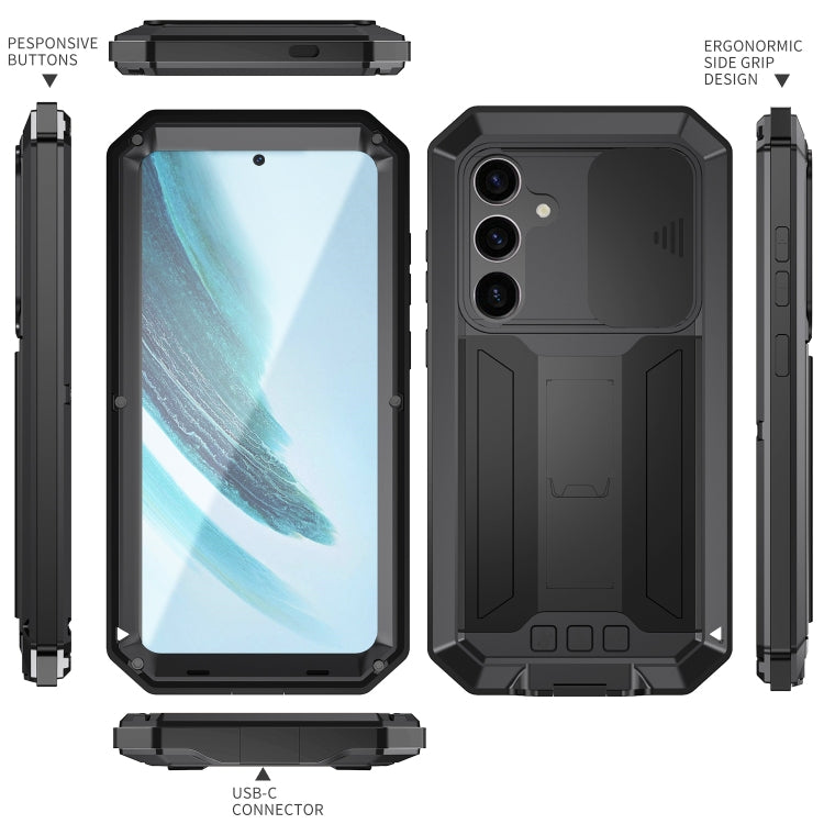 For Samsung Galaxy S24+ 5G R-JUST Sliding Camera Life Waterproof Holder Phone Case(Black) - Galaxy S24+ 5G Cases by R-JUST | Online Shopping South Africa | PMC TechLife | Buy Now Pay Later Mobicred