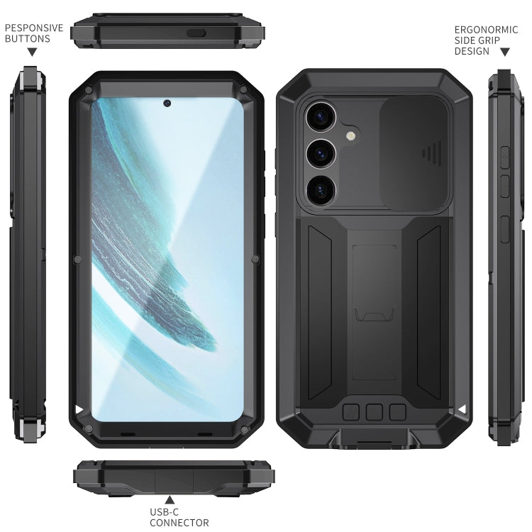 For Samsung Galaxy S24+ 5G R-JUST Sliding Camera Life Waterproof Holder Phone Case(Black) - Galaxy S24+ 5G Cases by R-JUST | Online Shopping South Africa | PMC Jewellery