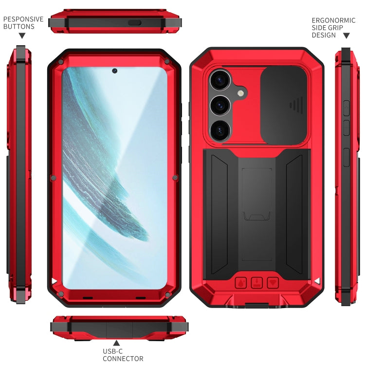 For Samsung Galaxy S24+ 5G R-JUST Sliding Camera Life Waterproof Holder Phone Case(Red) - Galaxy S24+ 5G Cases by R-JUST | Online Shopping South Africa | PMC Jewellery