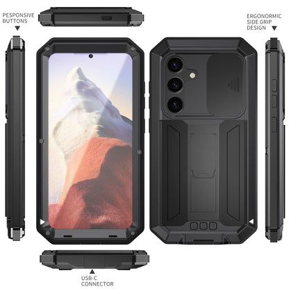 For Samsung Galaxy S24 5G R-JUST Sliding Camera Life Waterproof Holder Phone Case(Black) - Galaxy S24 5G Cases by R-JUST | Online Shopping South Africa | PMC Jewellery