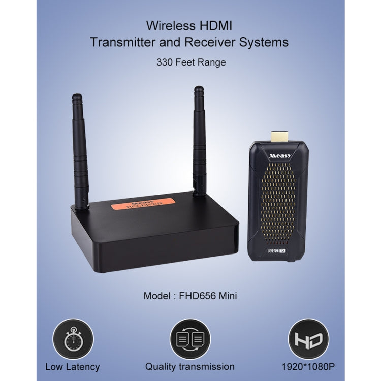 Measy FHD656 Mini 1080P HDMI 1.4 HD Wireless Audio Video Transmitter Receiver Extender Transmission System, Transmission Distance: 100m, US Plug - free shipping - PMC TechLife - Order now!