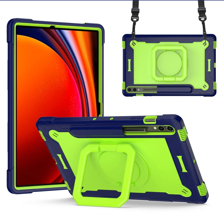 For Samsung Galaxy Tab S9 FE+ / S9+ Handle Robot Silicone Hybrid PC Tablet Case(Navy Yellow Green) - Galaxy Tab S9+ Cases by PMC Jewellery | Online Shopping South Africa | PMC Jewellery | Buy Now Pay Later Mobicred