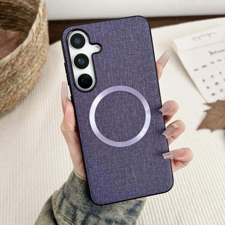 For Samsung Galaxy S25+ 5G Magsafe Magnetic Ring Cloth Texture Phone Case(Purple) - free shipping - PMC TechLife - Order now!