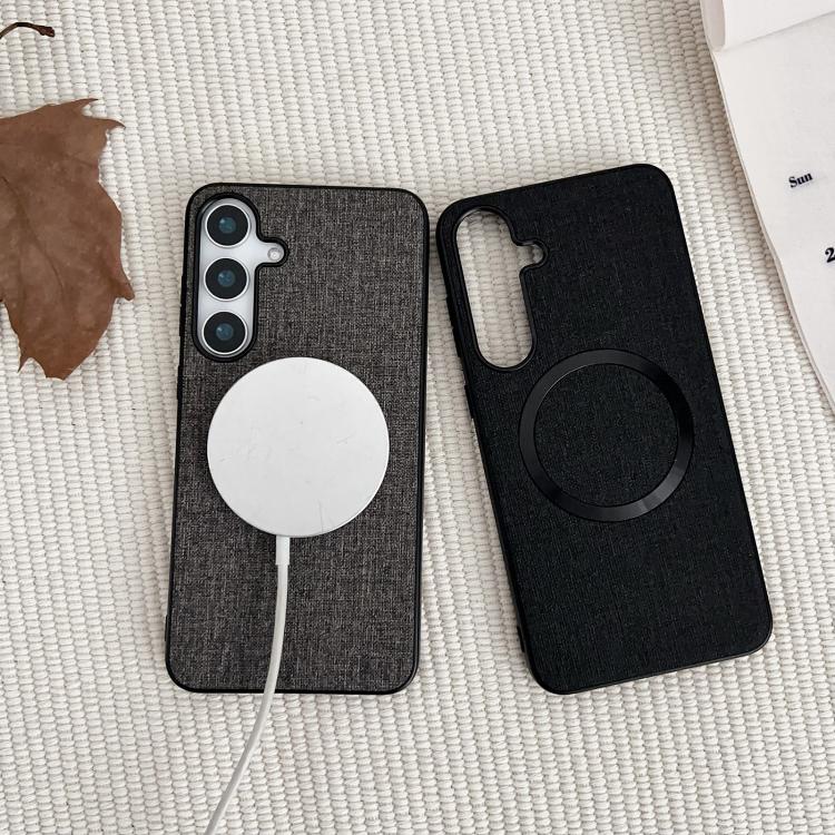For Samsung Galaxy S25 5G Magsafe Magnetic Ring Cloth Texture Phone Case(Green) - Galaxy S25 5G Cases by PMC TechLife | Online Shopping South Africa | PMC TechLife | Buy Now Pay Later Mobicred