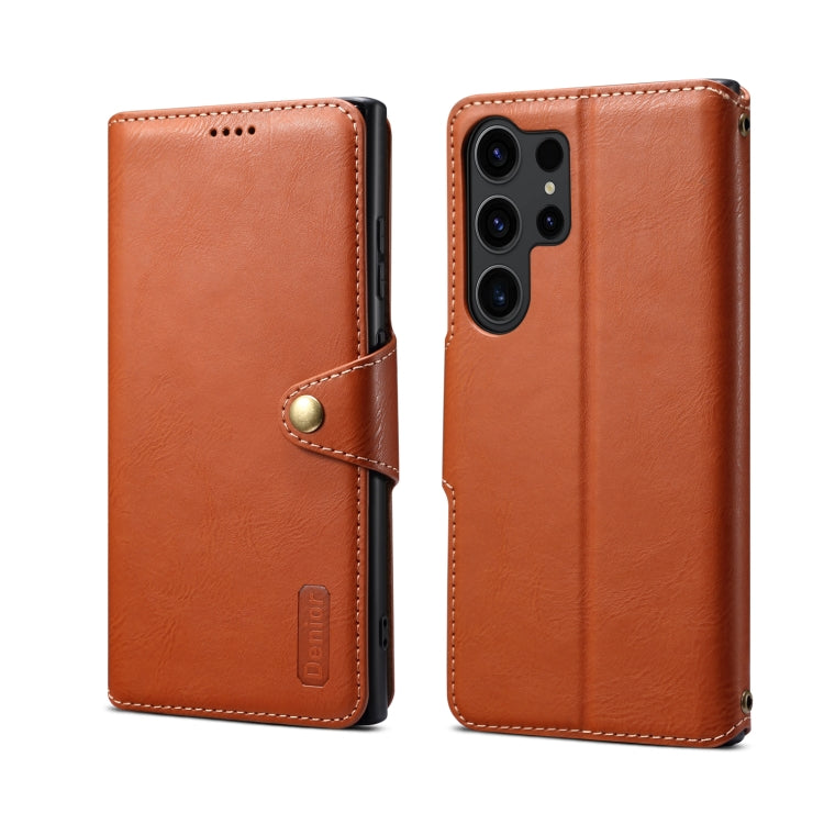 For Samsung Galaxy S24 Ultra 5G Denior Cowhide Texture Wallet Style Leather Phone Case(Brown) - Galaxy S24 Ultra 5G Cases by Denior | Online Shopping South Africa | PMC Jewellery | Buy Now Pay Later Mobicred