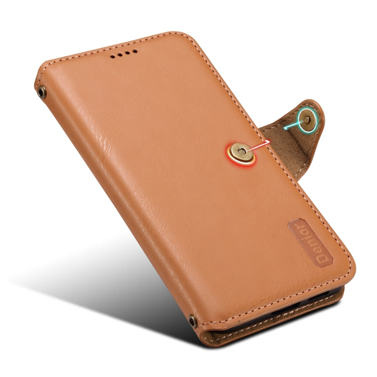 For Samsung Galaxy S24 5G Denior Cowhide Texture Wallet Style Leather Phone Case(Khaki) - Galaxy S24 5G Cases by Denior | Online Shopping South Africa | PMC Jewellery | Buy Now Pay Later Mobicred