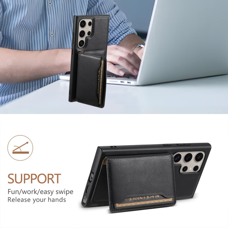 For Samsung Galaxy S24 Ultra 5G Denior Cowhide Texture Leather MagSafe Detachable Wallet Phone Case(Black) - Galaxy S24 Ultra 5G Cases by Denior | Online Shopping South Africa | PMC TechLife | Buy Now Pay Later Mobicred