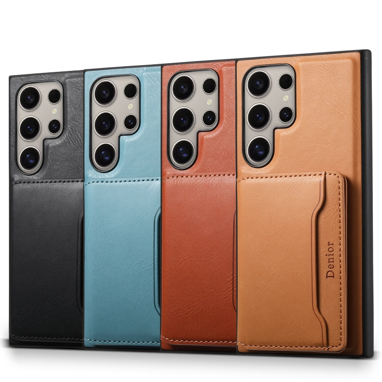 For Samsung Galaxy S24 Ultra 5G Denior Cowhide Texture Leather MagSafe Detachable Wallet Phone Case(Brown) - Galaxy S24 Ultra 5G Cases by Denior | Online Shopping South Africa | PMC Jewellery | Buy Now Pay Later Mobicred