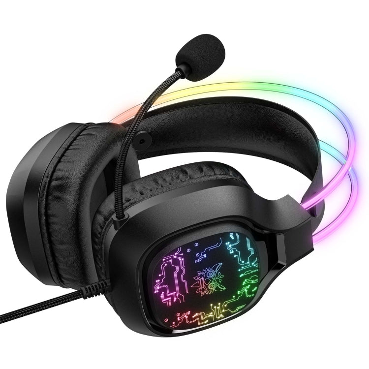 ONIKUMA X22 USB + 3.5mm Colorful Light Wired Gaming Headset with Mic, Cable length: 1.8m(Black) - Multimedia Headset by ONIKUMA | Online Shopping South Africa | PMC Jewellery | Buy Now Pay Later Mobicred