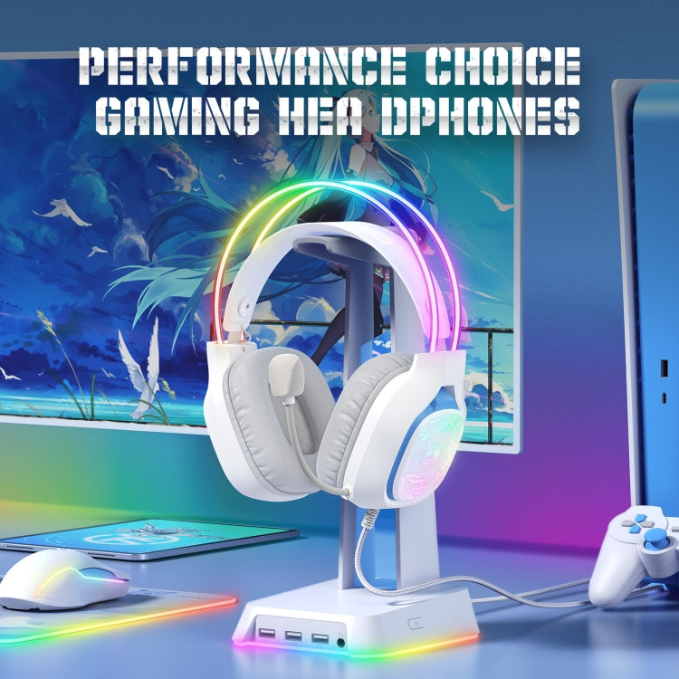 ONIKUMA X22 USB + 3.5mm Colorful Light Wired Gaming Headset with Mic, Cable length: 1.8m(White) - Multimedia Headset by ONIKUMA | Online Shopping South Africa | PMC Jewellery | Buy Now Pay Later Mobicred