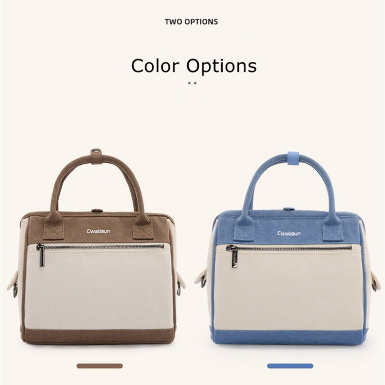 Cwatcun D112 Contrast Canvas Camera Bag One-shoulder Cross-body Tote Bag, Size:24.5 x 30 x 15.5cm(Blue) - free shipping - PMC TechLife - Order now!