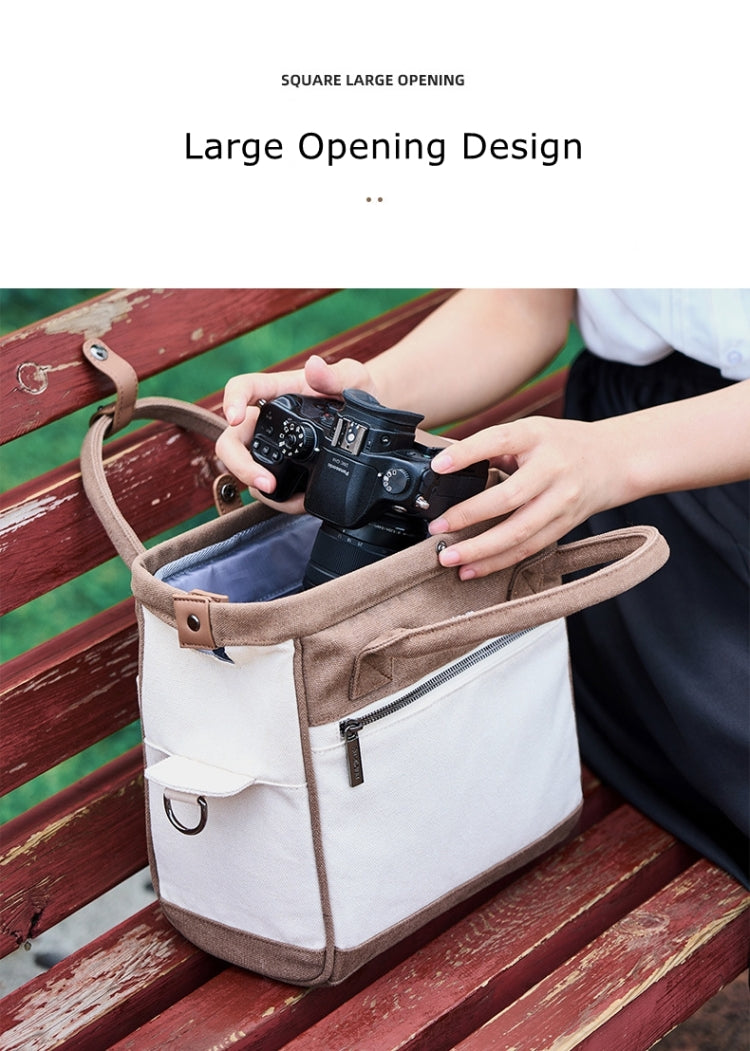 Cwatcun D112 Contrast Canvas Camera Bag One-shoulder Cross-body Tote Bag, Size:24.5 x 30 x 15.5cm(Brown) - free shipping - PMC TechLife - Order now!