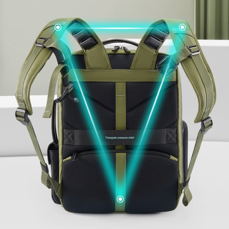 Cwatcun D117 Large Capacity Photography Backpack Shoulders Laptop Camera Bag, Size:42 x 31 x 13cm(Army Green) - free shipping - PMC TechLife - Order now!