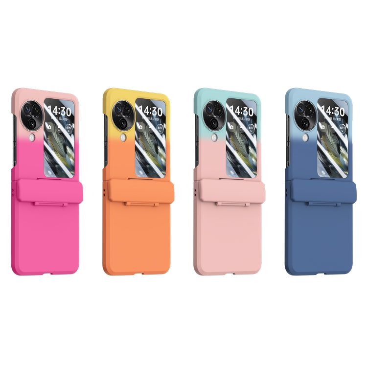 For OPPO Find N3 Flip PC Skin Feel Integrated Foldable Mid Shaft Phone Case(Blue Cyan) - Find N3 Flip Cases by PMC TechLife | Online Shopping South Africa | PMC TechLife