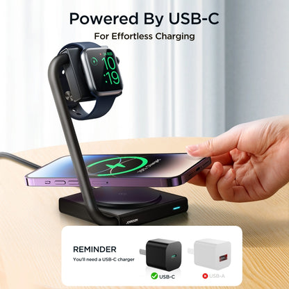 JOYROOM JR-WQN05 15W 2 in 1 Foldable Magnetic Wireless Charger(Black) - Wireless Charger by JOYROOM | Online Shopping South Africa | PMC Jewellery | Buy Now Pay Later Mobicred