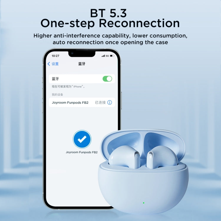 JOYROOM Funpods Series JR-FB2 Semi-In-Ear True Wireless Bluetooth Earbuds(Blue) - TWS Earphone by JOYROOM | Online Shopping South Africa | PMC Jewellery | Buy Now Pay Later Mobicred