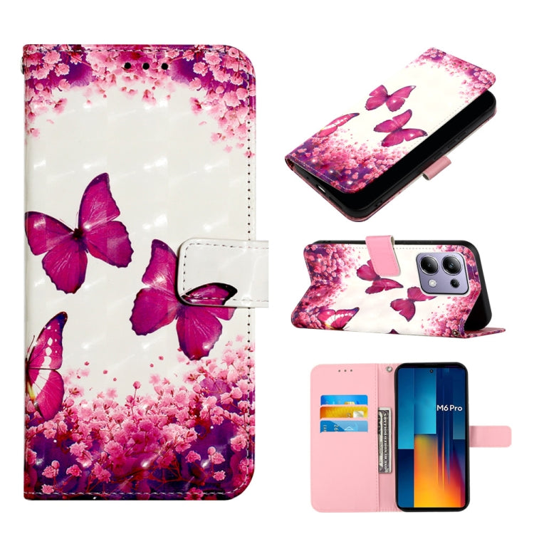 For Xiaomi Redmi Note 13 Pro 4G Global 3D Painting Horizontal Flip Leather Phone Case(Rose Butterfly) - Note 13 Pro Cases by PMC Jewellery | Online Shopping South Africa | PMC Jewellery | Buy Now Pay Later Mobicred